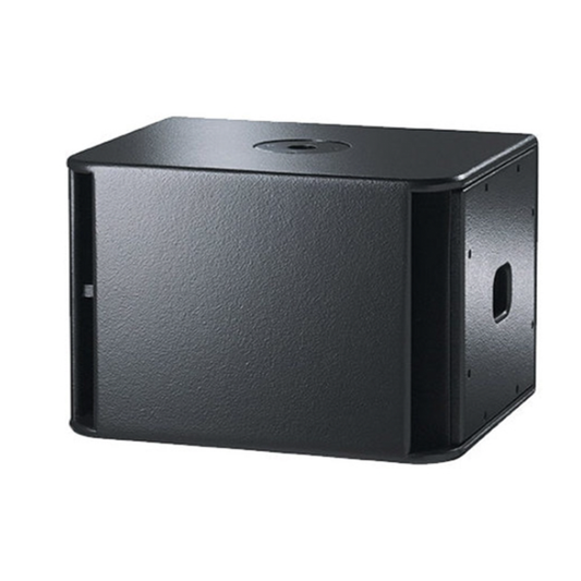 Bassbox Eventtechnik mieten schwarzer Subwoofer Lautsprecher für professionelle Tonanlagen