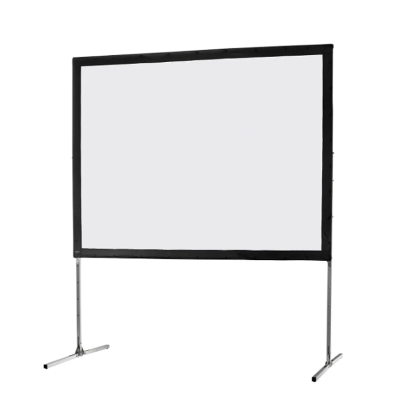 Große Projektionsleinwand auf Ständern mit schwarzem Rand zum Beamer und Leinwand mieten