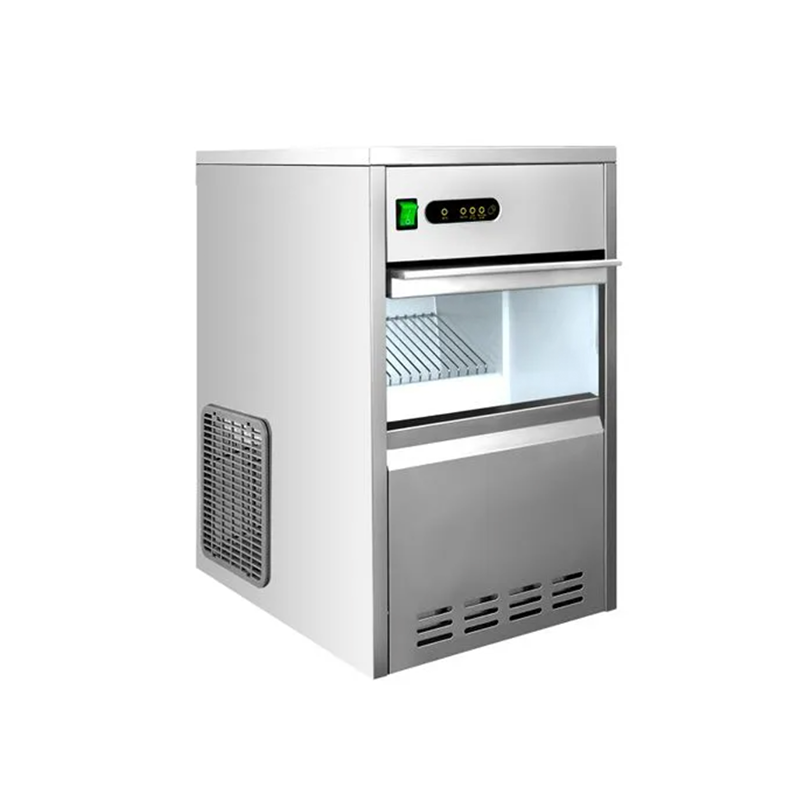 Eiswürfelmaschine aus Edelstahl mit digitaler Anzeige für Eiswürfelbereiter Verleih Event