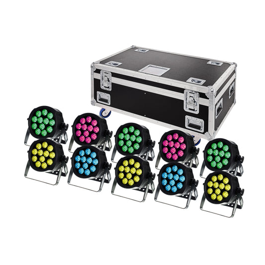 10 LED Scheinwerfer mieten Outdoor im Set mit Transportkoffer für Veranstaltungen und Feiern