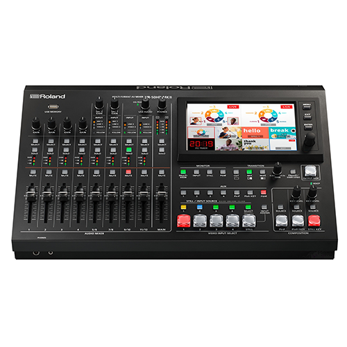 Professioneller HD Videomischer für Veranstaltungen von Roland mit Touchscreen und Fadersteuerung