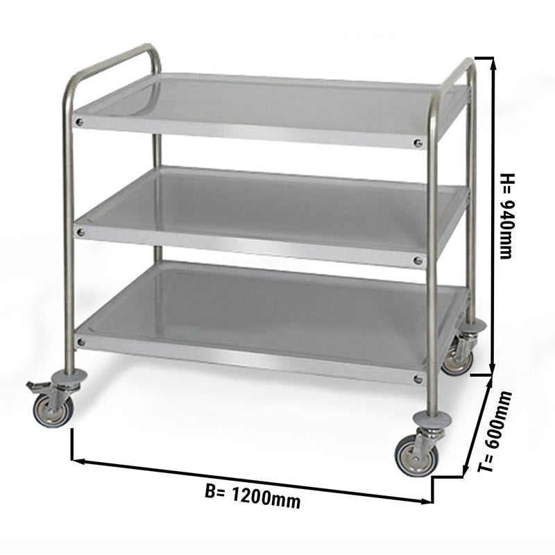 Servierwagen - 1200x600mm - mit 3 Abstellflächen