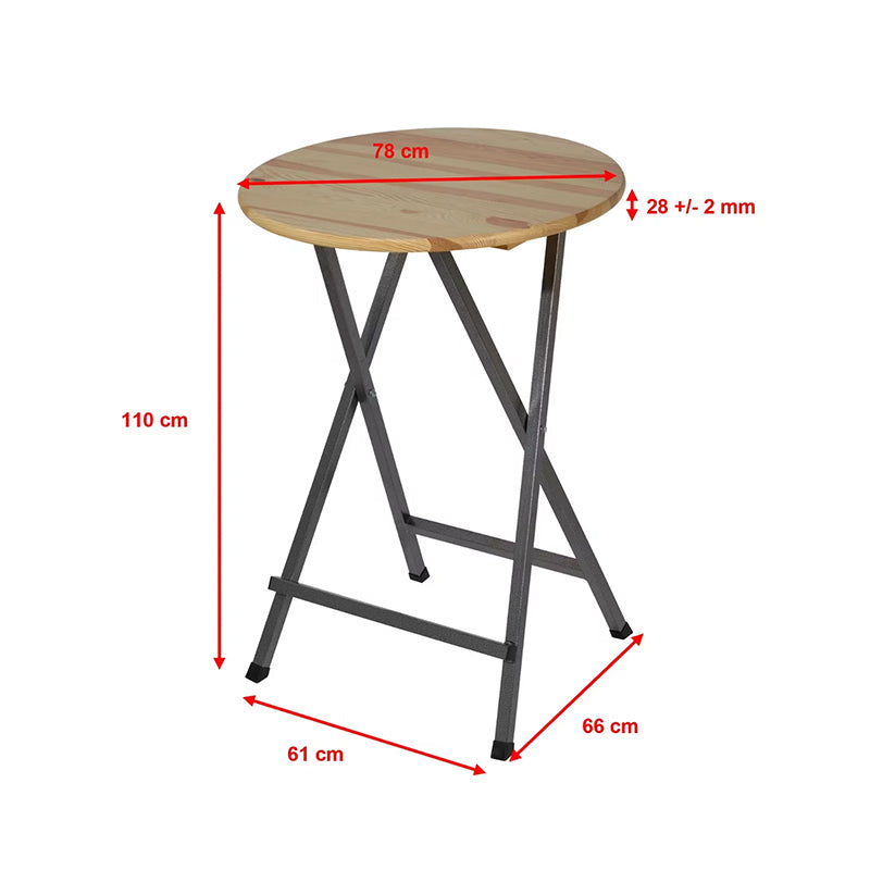 Moderner Stehtisch mit rundem Holzplatten und Metallgestell Stehtisch Vermietung Eventzubehör
