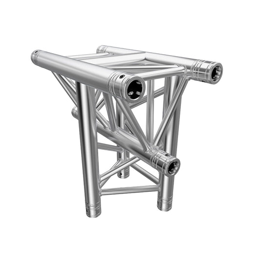 Silberne Traversen Ecke aus Aluminiumträgern zum Bühnenaufbau Traversen Ecke mieten